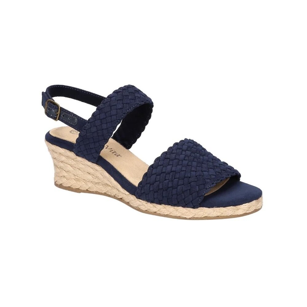 Bella Vita Mariella Espadrille Wedge Sandals Women’s Navy Sz 6